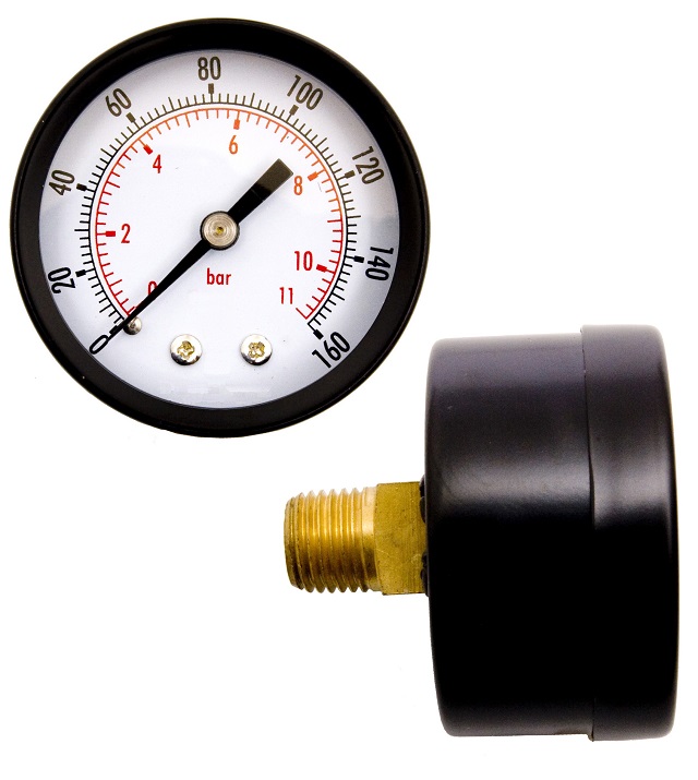 Model J8 Gauge - 1/4" NPT Back Connection Black Enameled Steel Case - Non Fillable